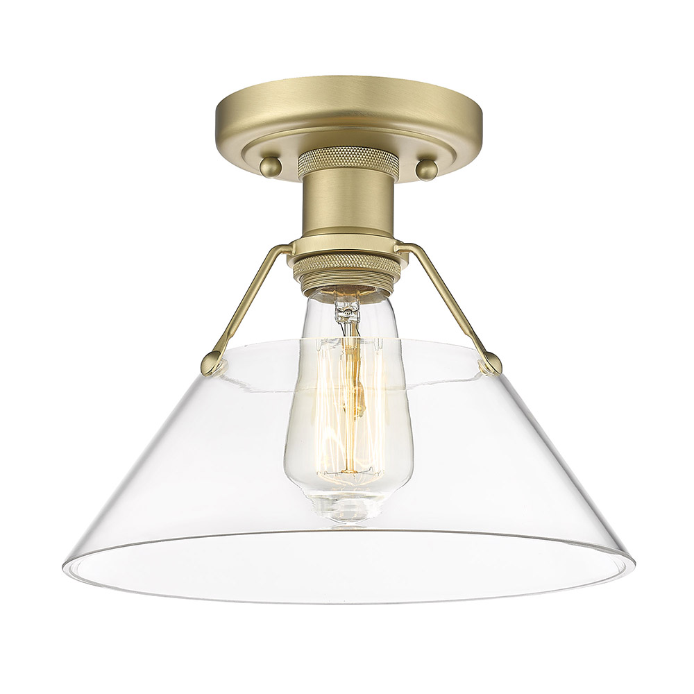 Golden Lighting 3306-FM BCB-CLR Orwell BCB Flushmount in Brushed Champagne Bronze with Clear Glass Shade